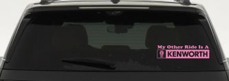 My Other Ride Is A Kenworth Car or Truck Window Vinyl Decal Sticker (Pink)