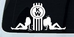 Kenworth KW with Mudflap Angel and Devil Good and Bad Girls Car or Truck Window Decal Sticker