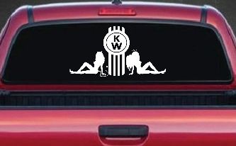 Kenworth KW with Mudflap Angel and Devil Good and Bad Girls Car or Truck Window Decal Sticker