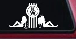 Kenworth KW with Mudflap Angel and Devil Good and Bad Girls Car or Truck Window Decal Sticker