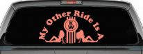 My Other ride Is A Kenworth with KW and Mudflap Good Angel and Bad Devil Twin Girls Car or Truck Window Decal Sticker (Coral)