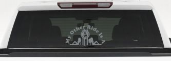 My Other ride Is A Kenworth with KW and Mudflap Good Angel and Bad Devil Twin Girls Car or Truck Window Vinyl Decal Sticker (Telegrey)