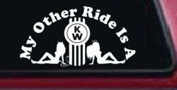 My Other ride Is A Kenworth with KW and Mudflap Good Angel and Bad Devil Twin Girls Car or Truck Window Decal Sticker