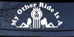 My Other ride Is A Kenworth with KW and Mudflap Good Angel and Bad Devil Twin Girls Car or Truck Window Decal Sticker