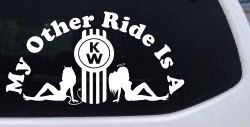 My Other ride Is A Kenworth with KW and Mudflap Good Angel and Bad Devil Twin Girls Car or Truck Window Decal Sticker
