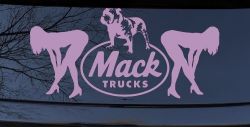 Mack Trucks Logo With Mudflap Girls Bent Over Car or Truck Window Decal Sticker (Lilac)