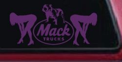 Mack Trucks Logo With Mudflap Girls Bent Over Car or Truck Window Decal Sticker (Violet)