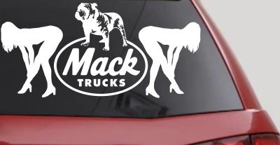 Mack Trucks Logo With Mudflap Girls Bent Over Car or Truck Window Vinyl Decal Sticker