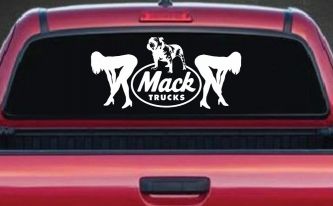 Mack Trucks Logo With Mudflap Girls Bent Over Car or Truck Window Decal Sticker