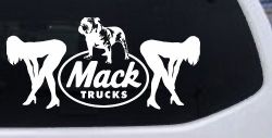 Mack Trucks Logo With Mudflap Girls Bent Over Car or Truck Window Decal Sticker