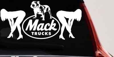 Mack Trucks Logo With Mudflap Girls Bent Over Car or Truck Window Vinyl Decal Sticker