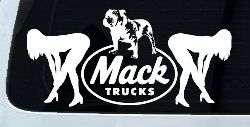 Mack Trucks Logo With Mudflap Girls Bent Over Car or Truck Window Decal Sticker