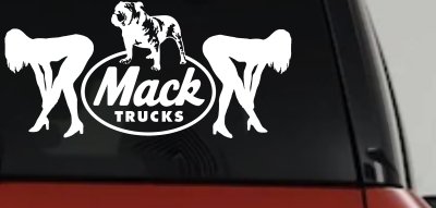 Mack Trucks Logo With Mudflap Girls Bent Over Car or Truck Window Vinyl Decal Sticker
