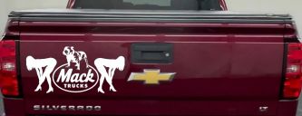 Mack Trucks Logo With Mudflap Girls Bent Over Car or Truck Window Vinyl Decal Sticker (White)