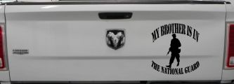 My Brother is in The National Guard Military Car or Truck Window Vinyl Decal Sticker (Black)