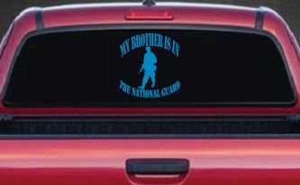 My Brother is in The National Guard Military Car or Truck Window Decal Sticker (Blue)