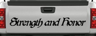 Strength and Honor Military Car or Truck Window Decal Sticker (Black)