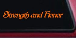 Strength and Honor Military Car or Truck Window Vinyl Decal Sticker (Orange)