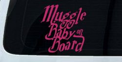 Muggle Baby on Board Potter Car or Truck Window Decal Sticker (Hot Pink)