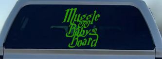Muggle Baby on Board Potter Car or Truck Window Vinyl Decal Sticker (Lime)