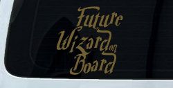 Future Wizard on Board Baby on Board Potter Sci Fi Car or Truck Window Vinyl Decal Sticker (Gold)