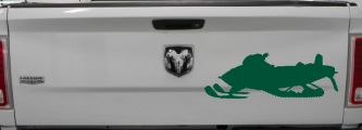 Snowmobile Snow Mobile Off Road Car or Truck Window Decal Sticker (Dark Green)