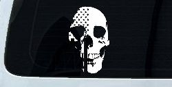 Skull Shadow US USA American Flag Vertical  Skulls Car or Truck Window Decal Sticker