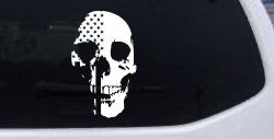 Skull Shadow US USA American Flag Vertical  Skulls Car or Truck Window Decal Sticker