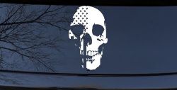 Skull Shadow US USA American Flag Vertical  Skulls Car or Truck Window Decal Sticker