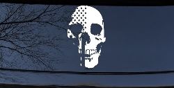 Skull Shadow US USA American Flag Vertical  Skulls Car or Truck Window Decal Sticker