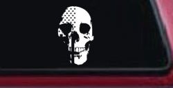 Skull Shadow US USA American Flag Vertical  Skulls Car or Truck Window Decal Sticker