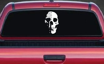 Skull Shadow US USA American Flag Vertical  Skulls Car or Truck Window Decal Sticker