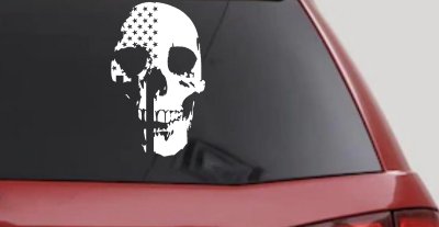 Skull Shadow US USA American Flag Vertical  Skulls Car or Truck Window Vinyl Decal Sticker