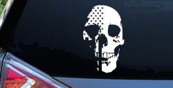 Skull Shadow US USA American Flag Vertical  Skulls Car or Truck Window Decal Sticker
