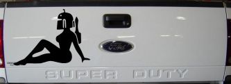 Boba Fett Mudflap Girl Sci Fi Car or Truck Window Decal Sticker (Black)