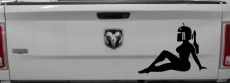 Boba Fett Mudflap Girl Sci Fi Car or Truck Window Vinyl Decal Sticker (Black)