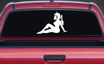 Boba Fett Mudflap Girl Sci Fi Car or Truck Window Decal Sticker