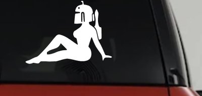 Boba Fett Mudflap Girl Sci Fi Car or Truck Window Vinyl Decal Sticker