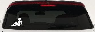 Boba Fett Mudflap Girl Sci Fi Car or Truck Window Decal Sticker (White)