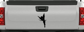 Tinkerbell Tinker Bell Flying with Wand Fairy Tale Cartoons Car or Truck Window Vinyl Decal Sticker (Black)