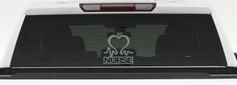 Nurse Heart in Heart Beat Car or Truck Window Vinyl Decal Sticker (Telegrey)