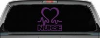 Nurse Heart in Heart Beat Car or Truck Window Decal Sticker (Violet)