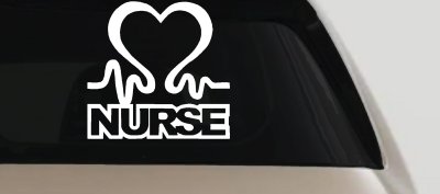 Nurse Heart in Heart Beat Car or Truck Window Vinyl Decal Sticker