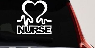 Nurse Heart in Heart Beat Car or Truck Window Vinyl Decal Sticker