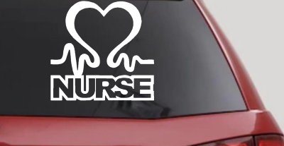 Nurse Heart in Heart Beat Car or Truck Window Vinyl Decal Sticker