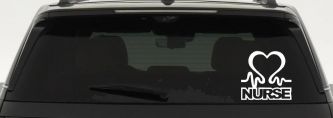 Nurse Heart in Heart Beat Car or Truck Window Vinyl Decal Sticker (White)