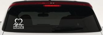 Nurse Heart in Heart Beat Car or Truck Window Vinyl Decal Sticker (White)