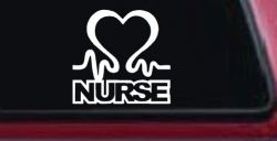 Nurse Heart in Heart Beat Car or Truck Window Decal Sticker