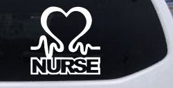 Nurse Heart in Heart Beat Car or Truck Window Decal Sticker