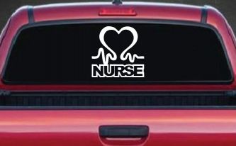 Nurse Heart in Heart Beat Car or Truck Window Decal Sticker